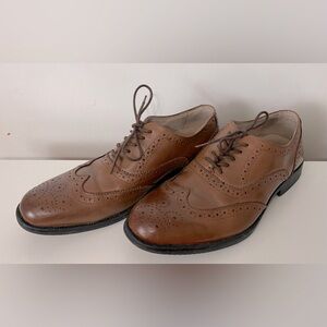 Great GH Bass Nicholas Mens 8-1/2 Wingtip Brown Dress Oxfords Leather Uppers